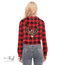 ScotsTee Shop Scottish Cunningham Modern Clan Crest Tartan Womens Cropped Zip Up Hoodie