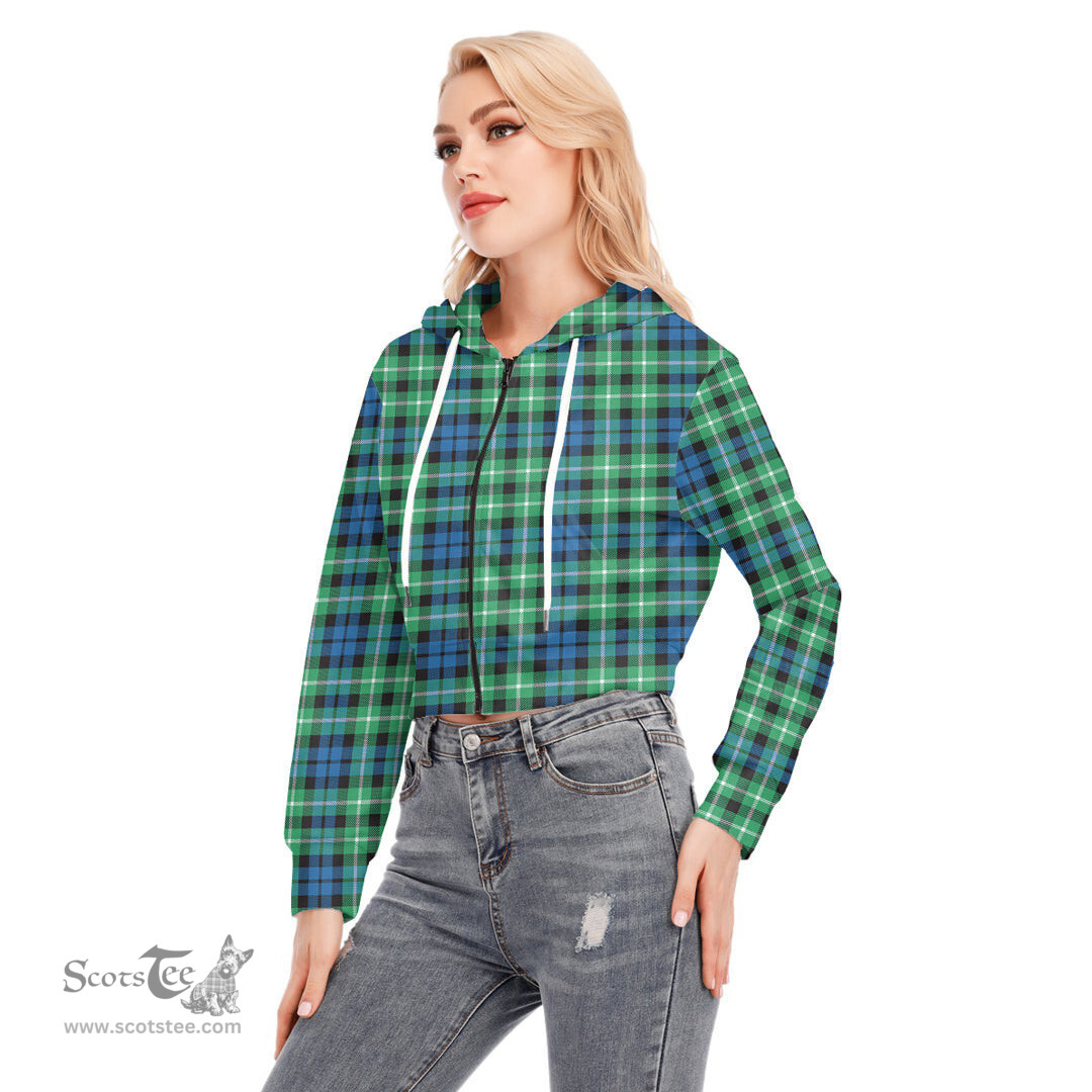 ScotsTee Shop Scottish Graham of Montrose Ancient Clan Tartan Womens Cropped Zip Up Hoodie