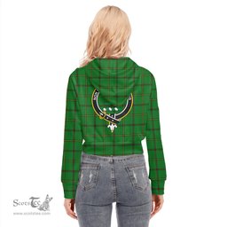 ScotsTee Shop Scottish Don _Tribe of Mar Clan Crest Tartan Womens Cropped Zip Up Hoodie