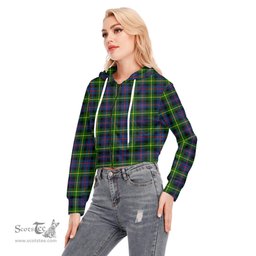 ScotsTee Shop Scottish Farquharson Modern Clan Tartan Womens Cropped Zip Up Hoodie