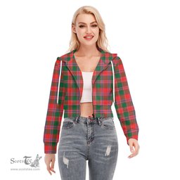 ScotsTee Shop Scottish Dalziel Modern Clan Tartan Womens Cropped Zip Up Hoodie