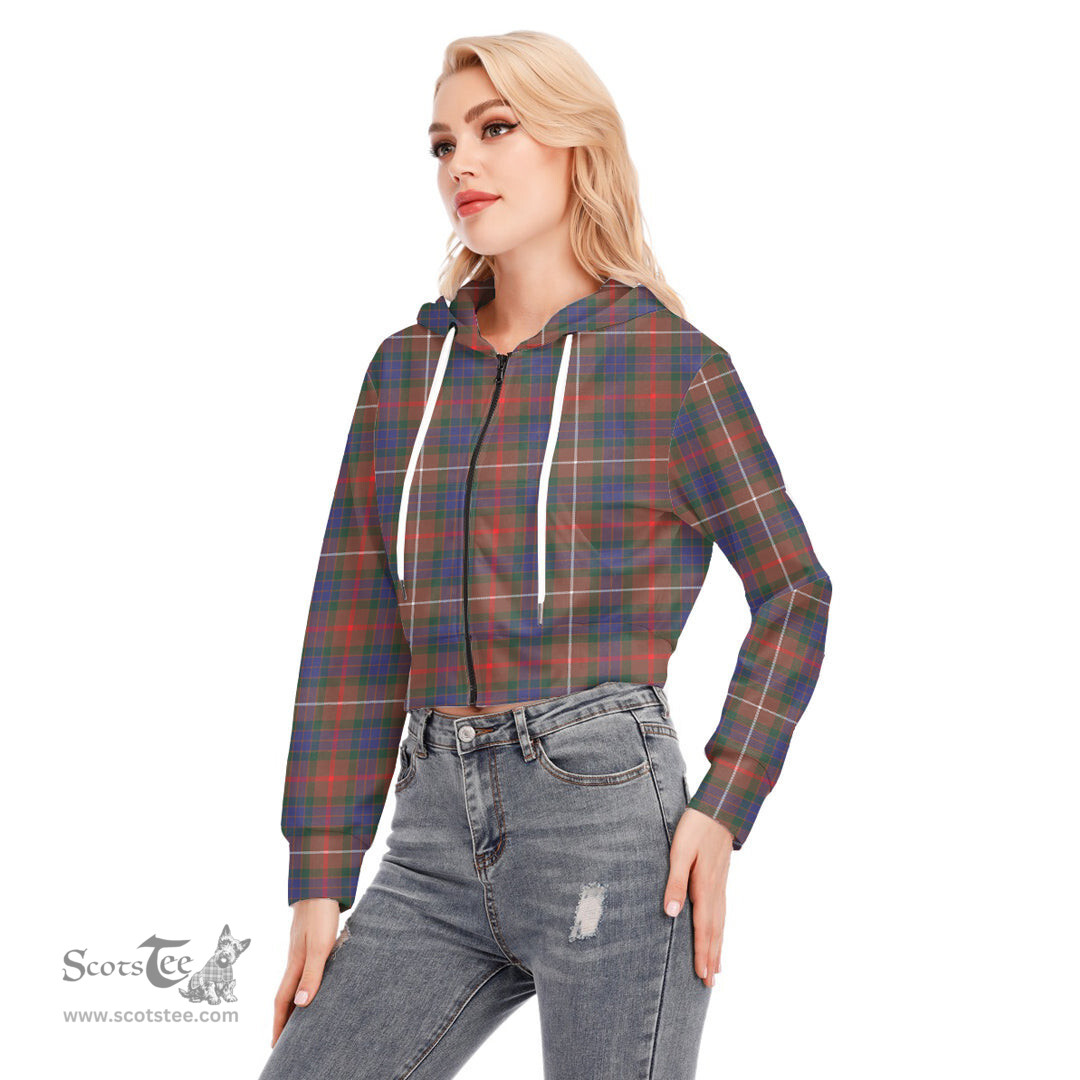 ScotsTee Shop Scottish Fraser Hunting Modern Clan Tartan Womens Cropped Zip Up Hoodie