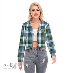 ScotsTee Shop Scottish Campbell Dress Clan Crest Tartan Womens Cropped Zip Up Hoodie