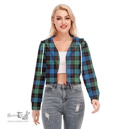 ScotsTee Shop Scottish Guthrie Ancient Clan Tartan Womens Cropped Zip Up Hoodie