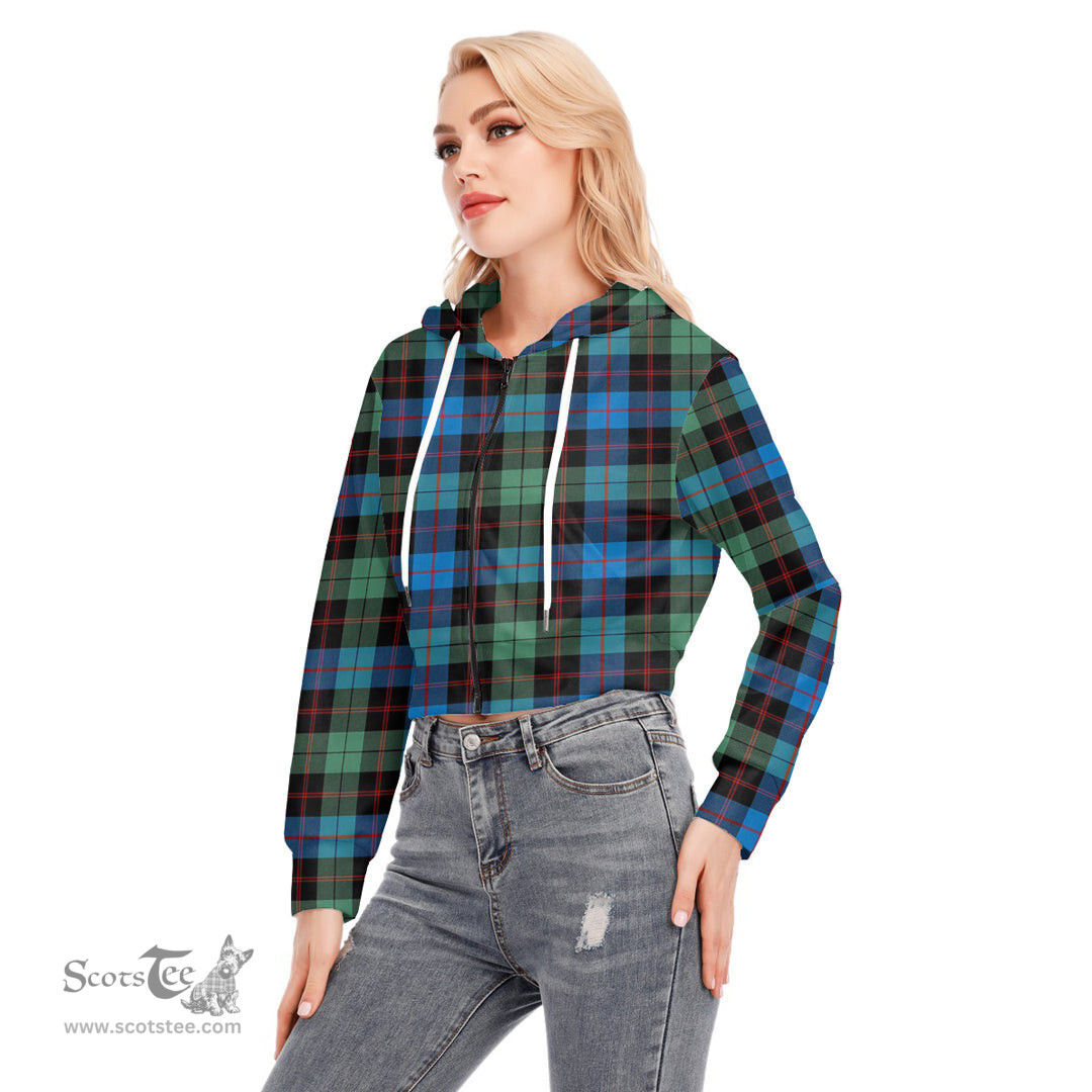 ScotsTee Shop Scottish Guthrie Ancient Clan Tartan Womens Cropped Zip Up Hoodie
