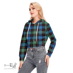 ScotsTee Shop Scottish Guthrie Ancient Clan Tartan Womens Cropped Zip Up Hoodie