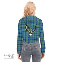 ScotsTee Shop Scottish Falconer Clan Crest Tartan Womens Cropped Zip Up Hoodie