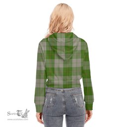 ScotsTee Shop Scottish Cunningham Dress Green Dancers Clan Tartan Womens Cropped Zip Up Hoodie
