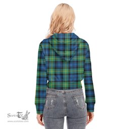 ScotsTee Shop Scottish Gordon Ancient Clan Tartan Womens Cropped Zip Up Hoodie