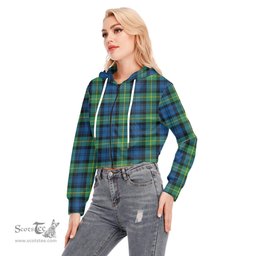 ScotsTee Shop Scottish Gordon Ancient Clan Tartan Womens Cropped Zip Up Hoodie