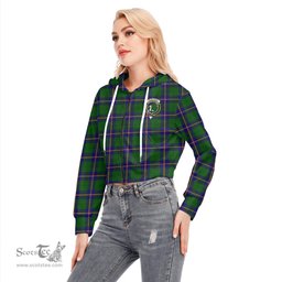 ScotsTee Shop Scottish Carmichael Modern Clan Crest Tartan Womens Cropped Zip Up Hoodie