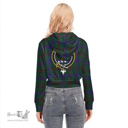 ScotsTee Shop Scottish Davidson Modern Clan Crest Tartan Womens Cropped Zip Up Hoodie