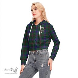 ScotsTee Shop Scottish Davidson Modern Clan Crest Tartan Womens Cropped Zip Up Hoodie