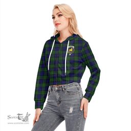 ScotsTee Shop Scottish Campbell Modern Clan Crest Tartan Womens Cropped Zip Up Hoodie