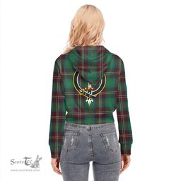ScotsTee Shop Scottish Chisholm Hunting Ancient Clan Crest Tartan Womens Cropped Zip Up Hoodie