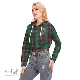 ScotsTee Shop Scottish Chisholm Hunting Ancient Clan Crest Tartan Womens Cropped Zip Up Hoodie