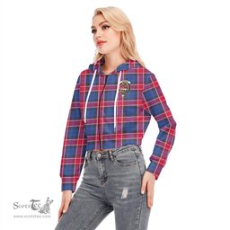 ScotsTee Shop Scottish Graham of Menteith Red Clan Crest Tartan Womens Cropped Zip Up Hoodie