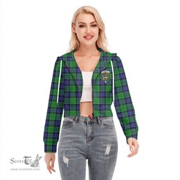 ScotsTee Shop Scottish Graham of Menteith Modern Clan Crest Tartan Womens Cropped Zip Up Hoodie