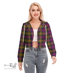 ScotsTee Shop Scottish Carnegie Modern Clan Tartan Womens Cropped Zip Up Hoodie