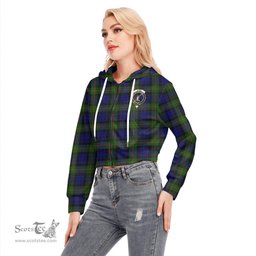 ScotsTee Shop Scottish Gunn Modern Clan Crest Tartan Womens Cropped Zip Up Hoodie