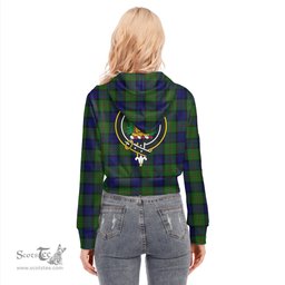 ScotsTee Shop Scottish Dundas Modern Clan Crest Tartan Womens Cropped Zip Up Hoodie