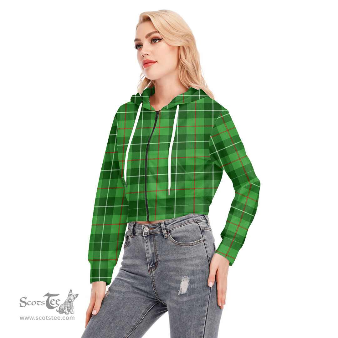 ScotsTee Shop Scottish Galloway District Clan Tartan Womens Cropped Zip Up Hoodie