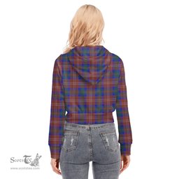 ScotsTee Shop Scottish Chisholm Hunting Modern Clan Tartan Womens Cropped Zip Up Hoodie