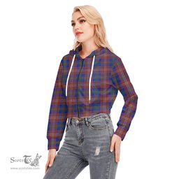 ScotsTee Shop Scottish Chisholm Hunting Modern Clan Tartan Womens Cropped Zip Up Hoodie
