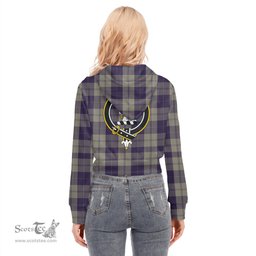 ScotsTee Shop Scottish Cunningham Dress Blue Dancers Clan Crest Tartan Womens Cropped Zip Up Hoodie
