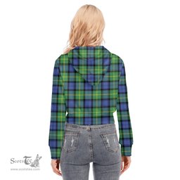 ScotsTee Shop Scottish Gordon Old Ancient Clan Tartan Womens Cropped Zip Up Hoodie