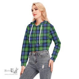 ScotsTee Shop Scottish Gordon Old Ancient Clan Tartan Womens Cropped Zip Up Hoodie