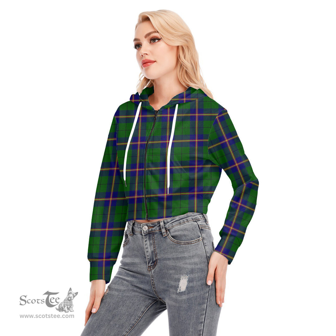 ScotsTee Shop Scottish Carmichael Modern Clan Tartan Womens Cropped Zip Up Hoodie