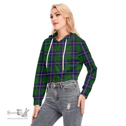 ScotsTee Shop Scottish Carmichael Modern Clan Tartan Womens Cropped Zip Up Hoodie