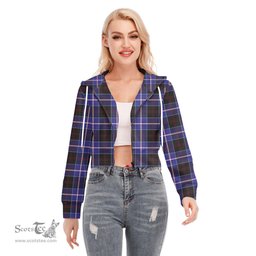 ScotsTee Shop Scottish Dunlop Modern Clan Tartan Womens Cropped Zip Up Hoodie