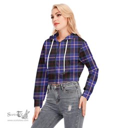 ScotsTee Shop Scottish Dunlop Modern Clan Tartan Womens Cropped Zip Up Hoodie