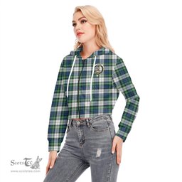 ScotsTee Shop Scottish Gordon Dress Ancient Clan Crest Tartan Womens Cropped Zip Up Hoodie
