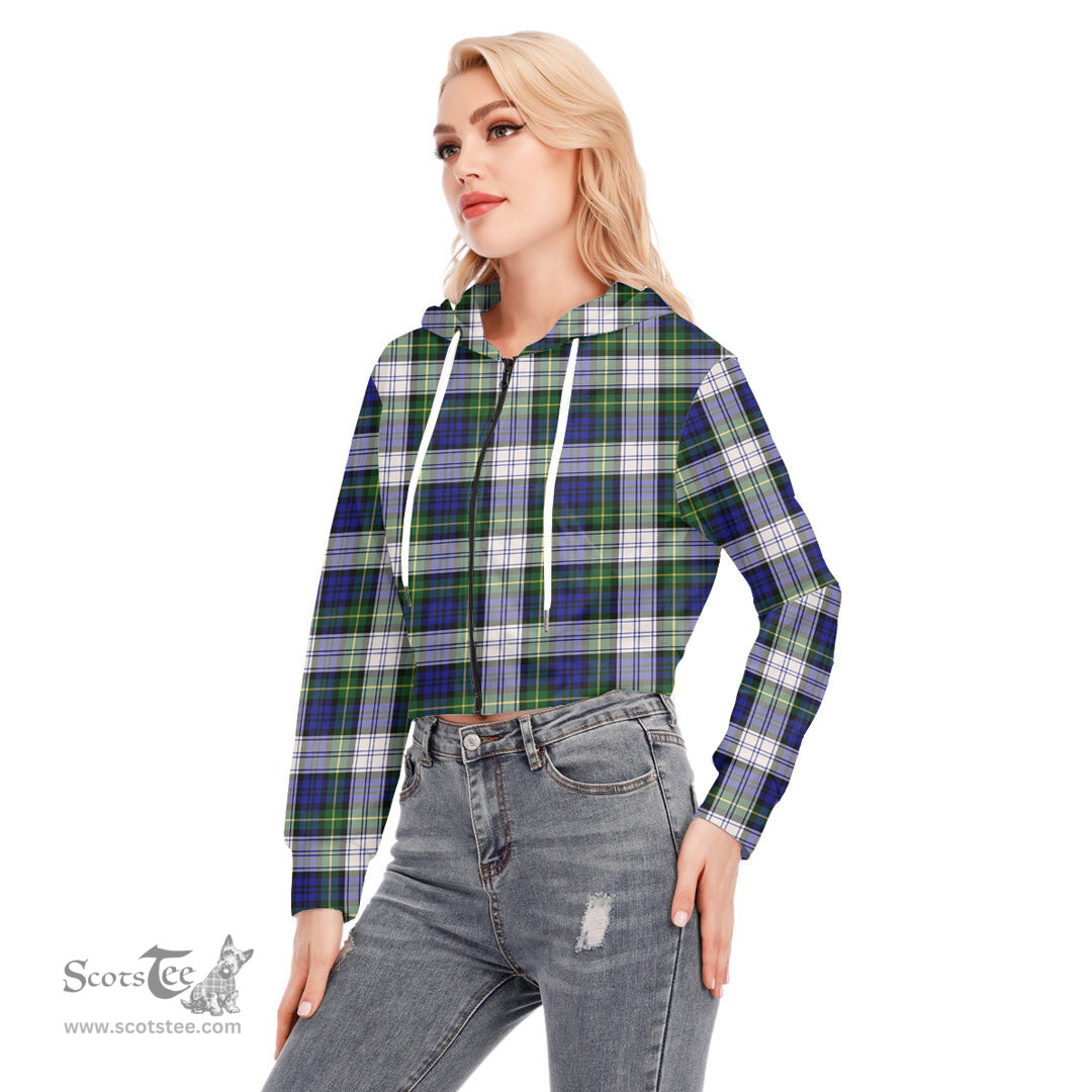 ScotsTee Shop Scottish Gordon Dress Modern Clan Tartan Womens Cropped Zip Up Hoodie