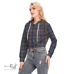 ScotsTee Shop Scottish Fletcher of Dunans Clan Tartan Womens Cropped Zip Up Hoodie