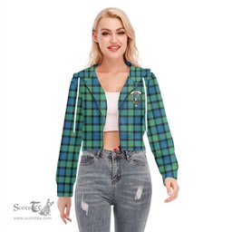 ScotsTee Shop Scottish Gunn Ancient Clan Crest Tartan Womens Cropped Zip Up Hoodie