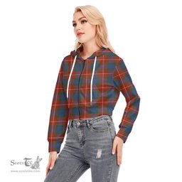 ScotsTee Shop Scottish Fraser Ancient Clan Tartan Womens Cropped Zip Up Hoodie