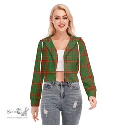 ScotsTee Shop Scottish Fulton Clan Tartan Womens Cropped Zip Up Hoodie