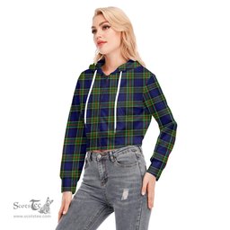 ScotsTee Shop Scottish Colquhoun Modern Clan Tartan Womens Cropped Zip Up Hoodie