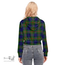 ScotsTee Shop Scottish Dundas Modern 02 Clan Tartan Womens Cropped Zip Up Hoodie