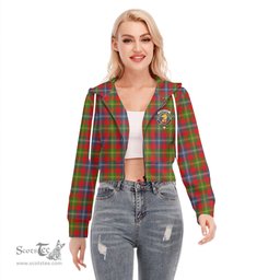 ScotsTee Shop Scottish Forrester Clan Crest Tartan Womens Cropped Zip Up Hoodie