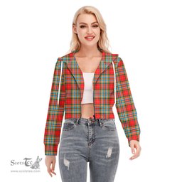 ScotsTee Shop Scottish Chattan Clan Tartan Womens Cropped Zip Up Hoodie