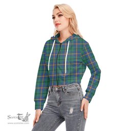 ScotsTee Shop Scottish Carmichael Ancient Clan Tartan Womens Cropped Zip Up Hoodie