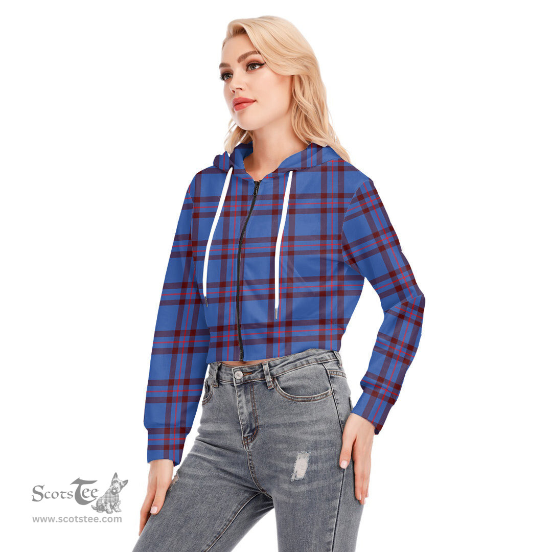 ScotsTee Shop Scottish Elliot Modern Clan Tartan Womens Cropped Zip Up Hoodie