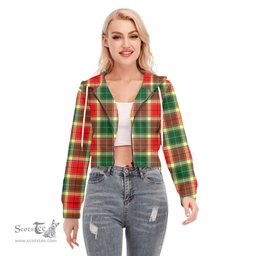 ScotsTee Shop Scottish Gibbs Clan Tartan Womens Cropped Zip Up Hoodie
