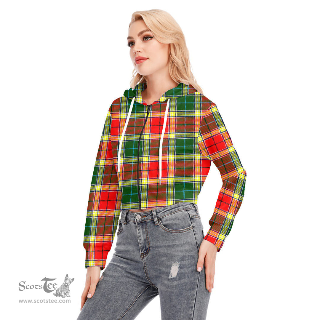 ScotsTee Shop Scottish Gibbs Clan Tartan Womens Cropped Zip Up Hoodie