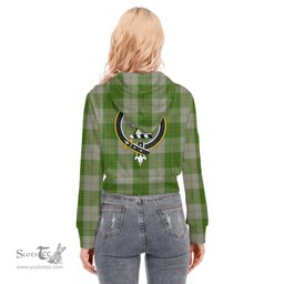 ScotsTee Shop Scottish Cunningham Dress Green Dancers Clan Crest Tartan Womens Cropped Zip Up Hoodie